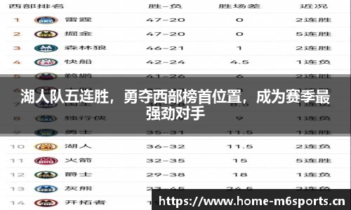 湖人队五连胜，勇夺西部榜首位置，成为赛季最强劲对手