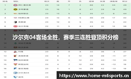 沙尔克04客场全胜，赛季三连胜登顶积分榜